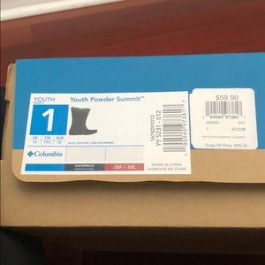 Youth girls size 1 Youth Powder Summit snow boot